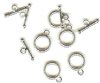 5 14mm Ridged Silver Plated Toggle Clasps